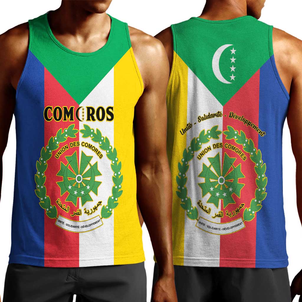 Comoros Coat Of Arms Flag Style Men Tank Top