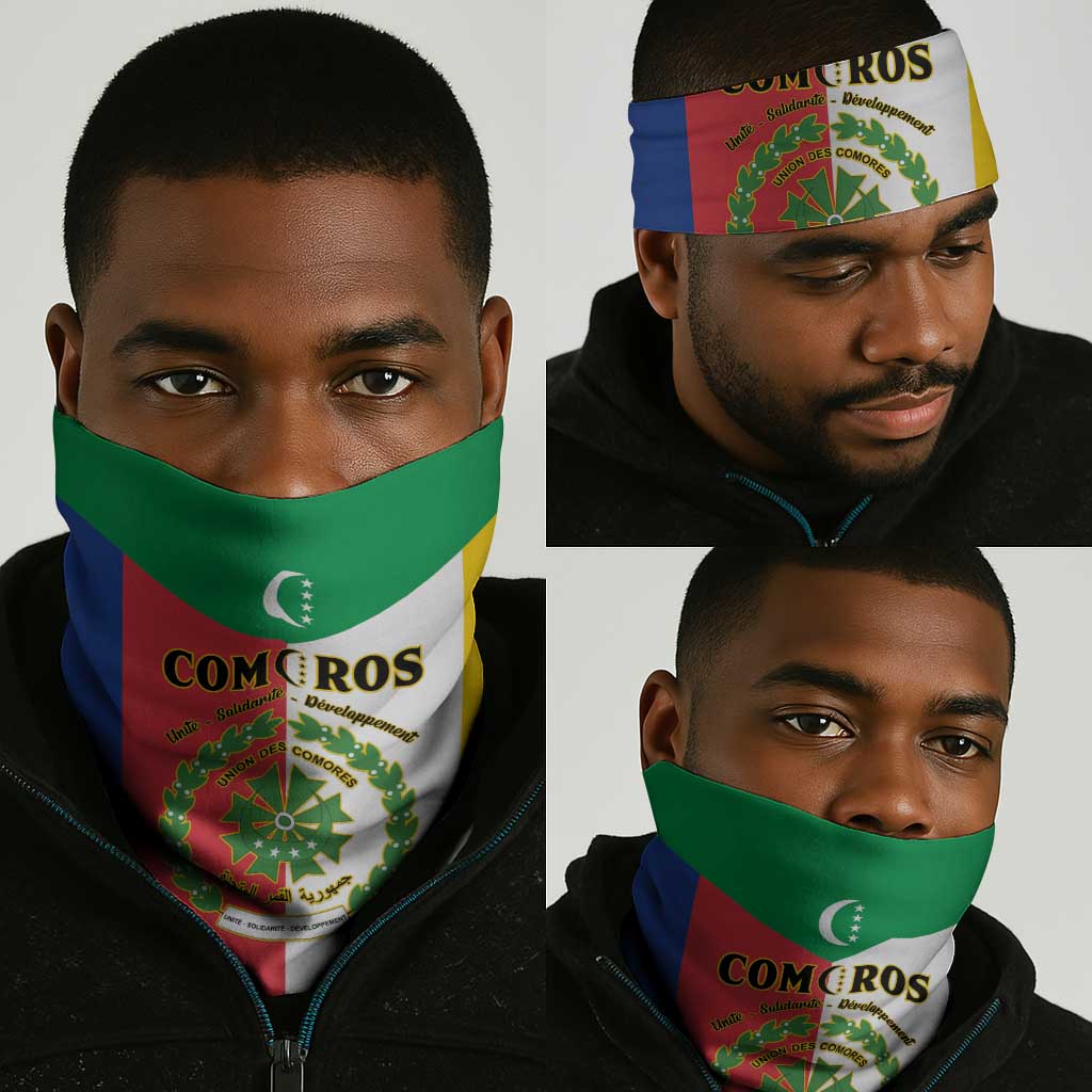 Comoros Coat Of Arms Flag Style Neck Gaiter - African Pride