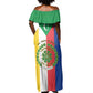 Comoros Coat Of Arms Flag Style Off Shoulder Maxi Dress