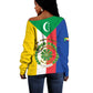 Comoros Coat Of Arms Flag Style Off Shoulder Sweater
