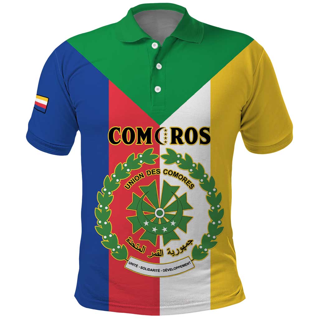 Comoros Coat Of Arms Flag Style Polo Shirt