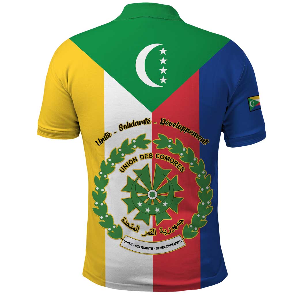 Comoros Coat Of Arms Flag Style Polo Shirt