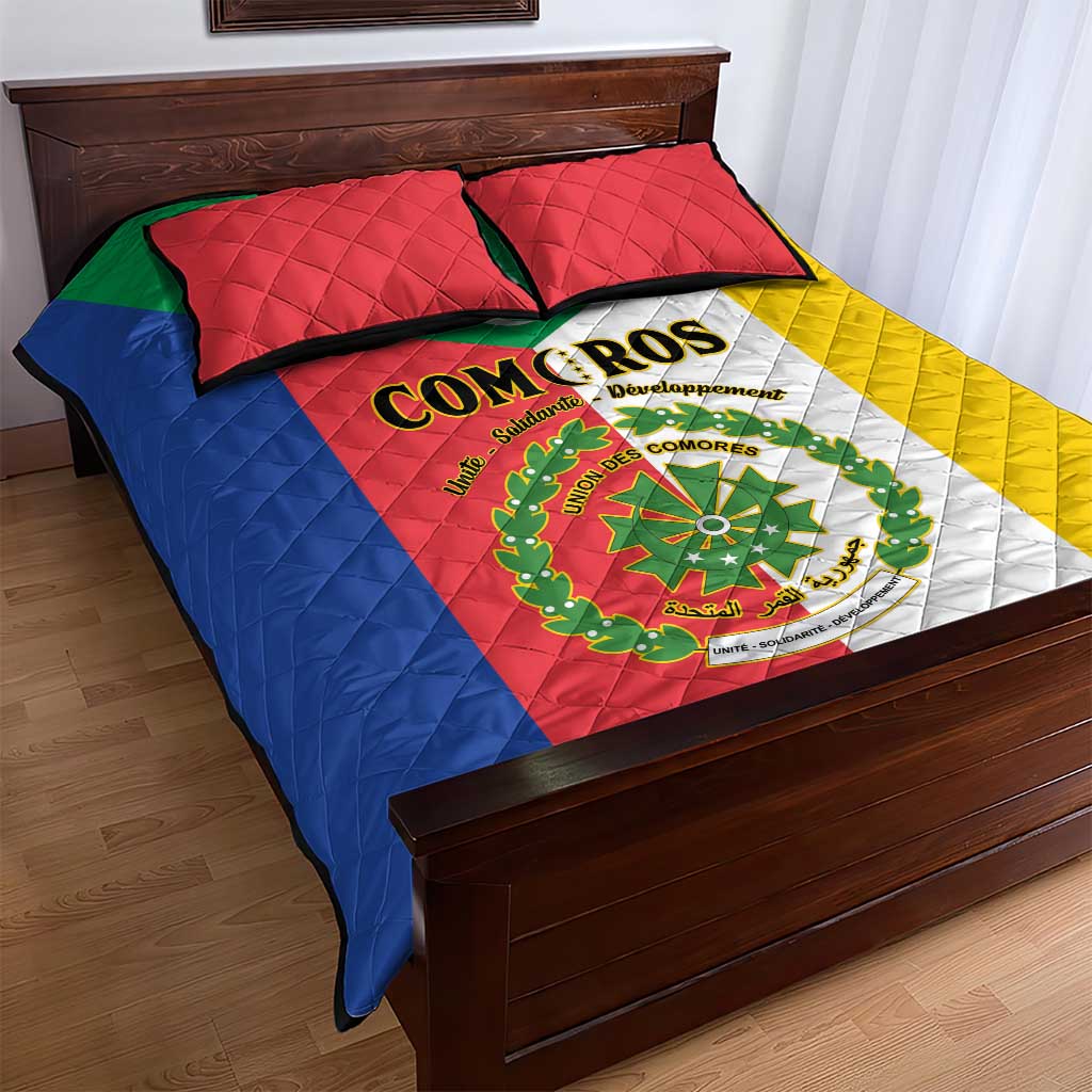 Comoros Coat Of Arms Flag Style Quilt Bed Set