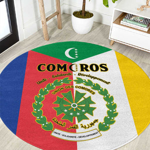 Comoros Coat Of Arms Flag Style Round Carpet