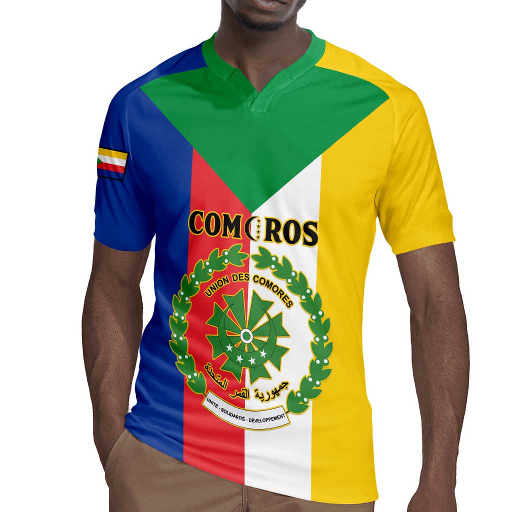 Comoros Coat Of Arms Flag Style Rugby Jersey