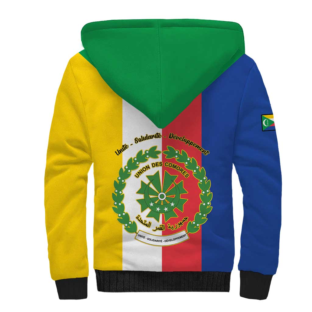 Comoros Coat Of Arms Flag Style Sherpa Hoodie