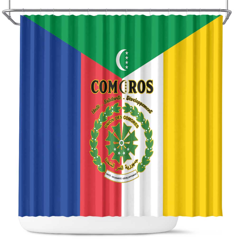 Comoros Coat Of Arms Flag Style Shower Curtain