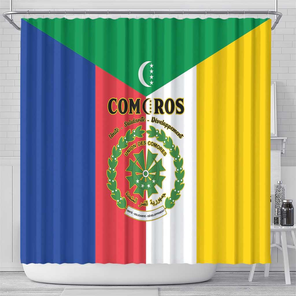 Comoros Coat Of Arms Flag Style Shower Curtain