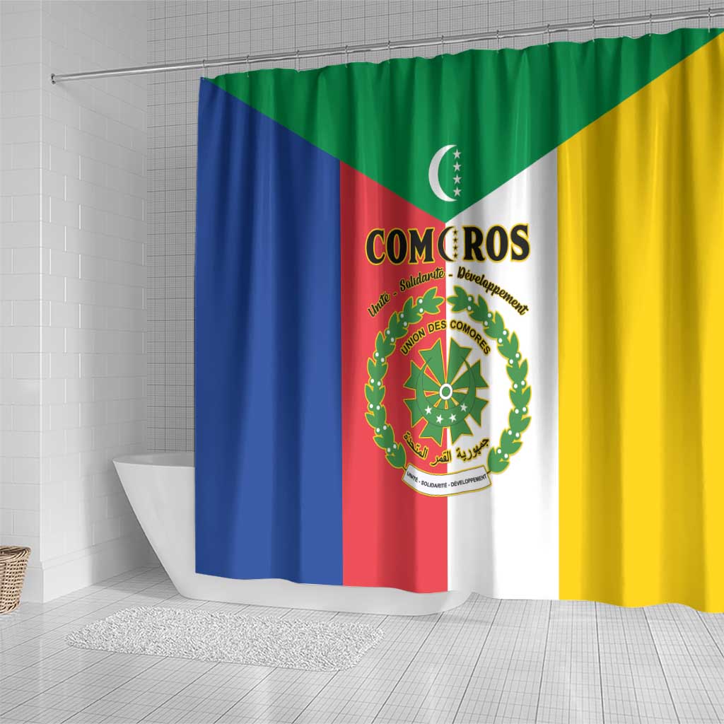Comoros Coat Of Arms Flag Style Shower Curtain