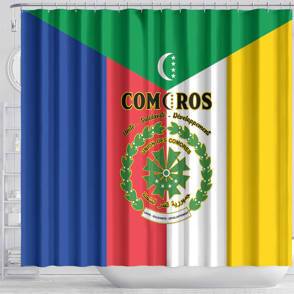 Comoros Coat Of Arms Flag Style Shower Curtain
