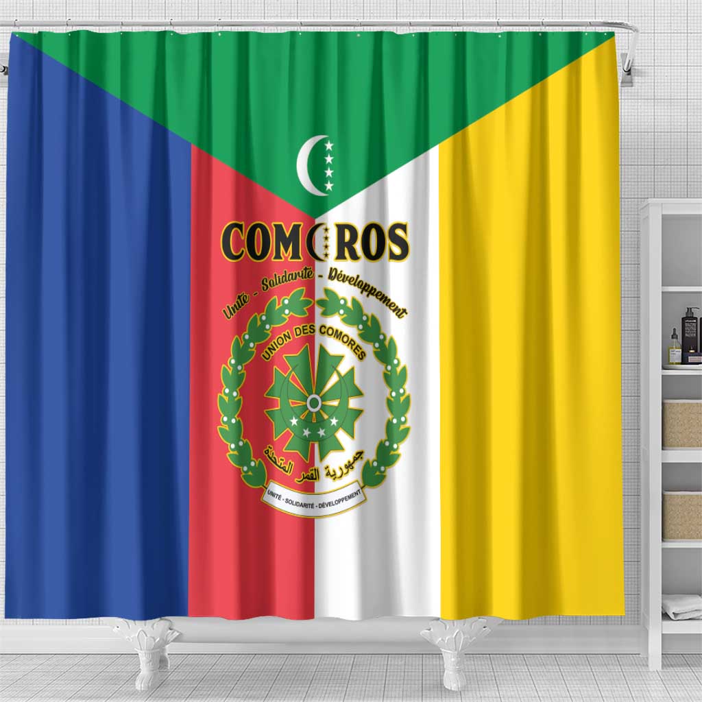 Comoros Coat Of Arms Flag Style Shower Curtain
