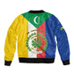 Comoros Coat Of Arms Flag Style Sleeve Zip Bomber Jacket