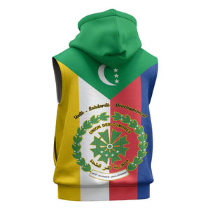 Comoros Coat Of Arms Flag Style Sleeveless Zip Hoodie - African Pride