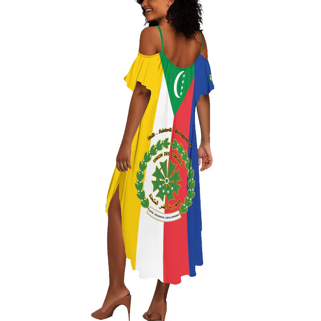 Comoros Coat Of Arms Flag Style Summer Maxi Dress