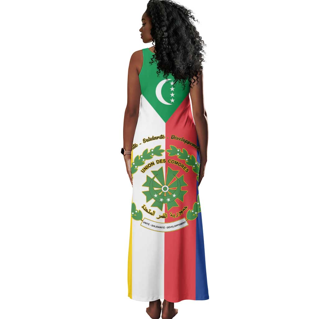 Comoros Coat Of Arms Flag Style Tank Maxi Dress