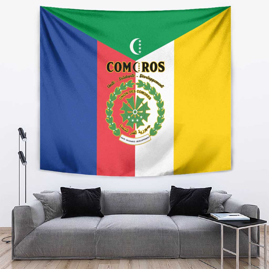 Comoros Coat Of Arms Flag Style Tapestry