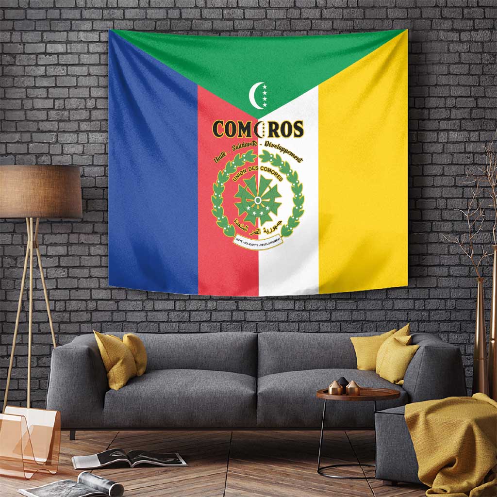 Comoros Coat Of Arms Flag Style Tapestry