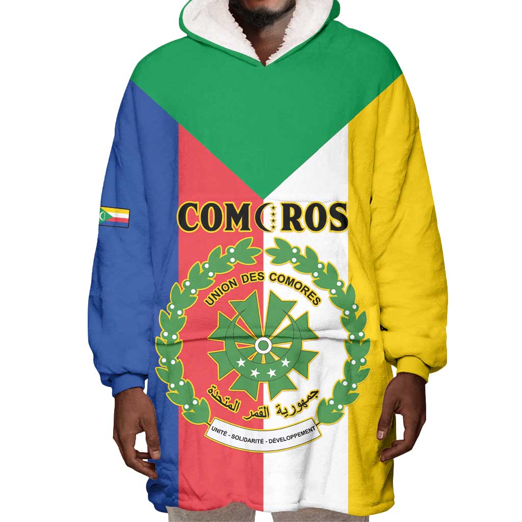 Comoros Coat Of Arms Flag Style Wearable Blanket Hoodie