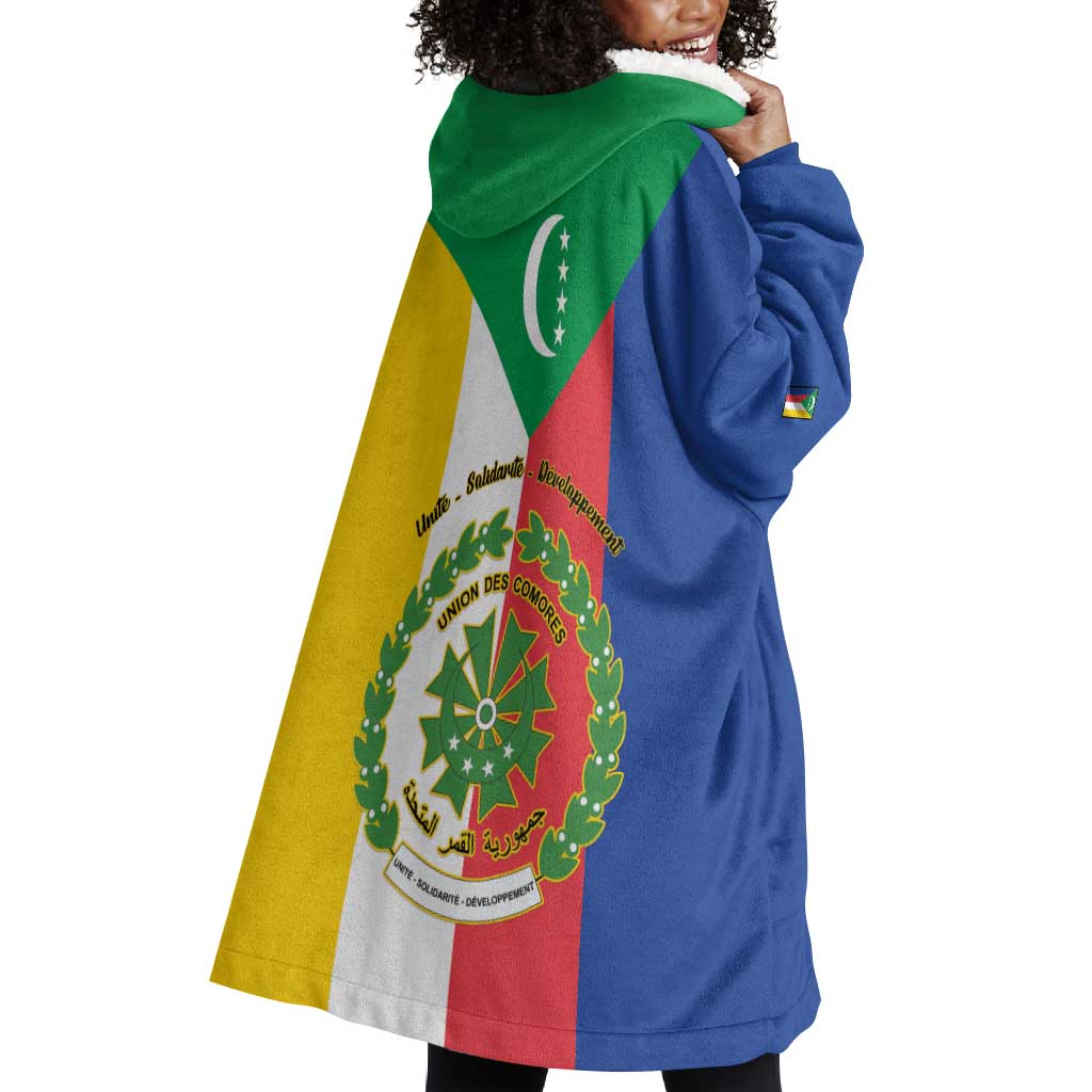 Comoros Coat Of Arms Flag Style Wearable Blanket Hoodie