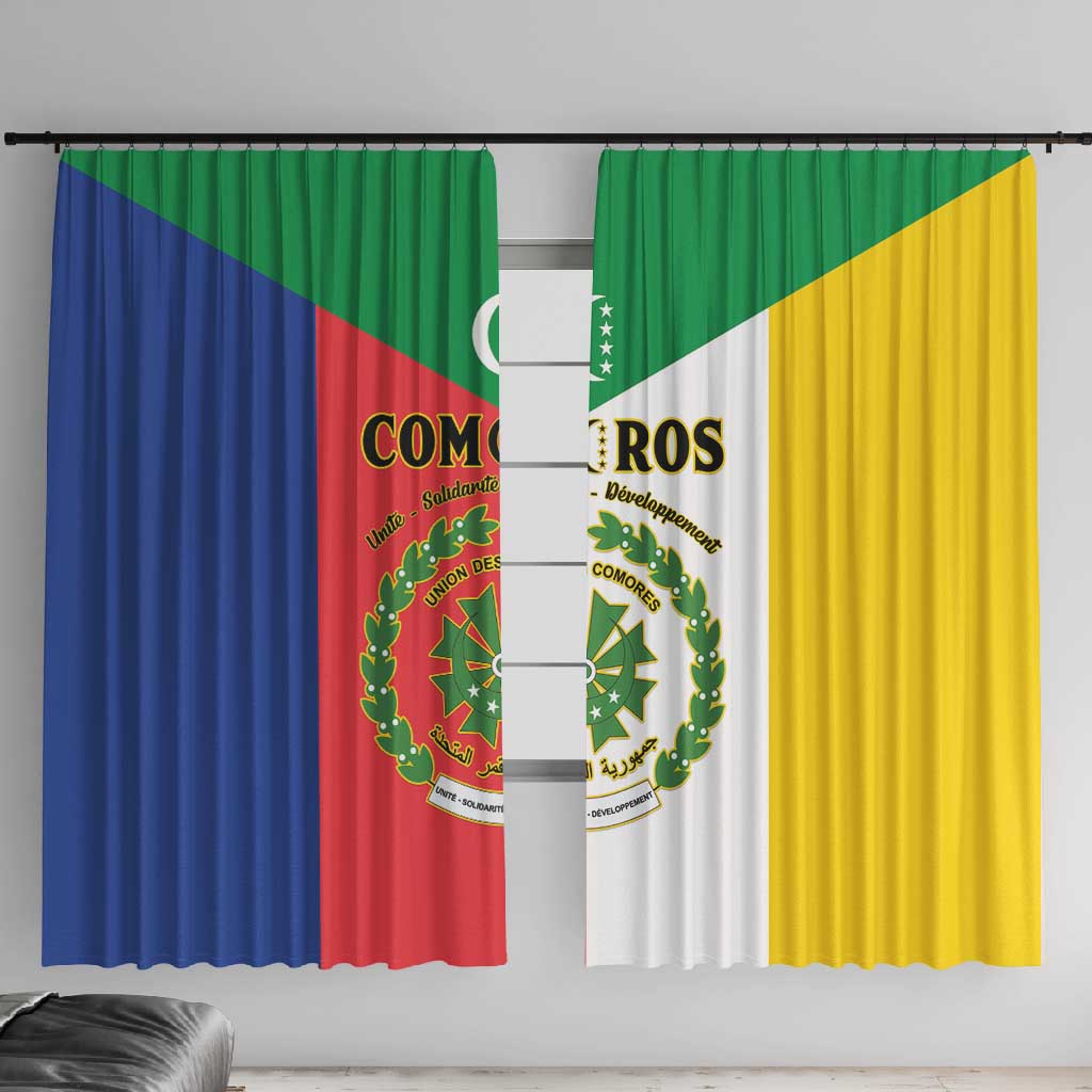 Comoros Coat Of Arms Flag Style Window Curtain