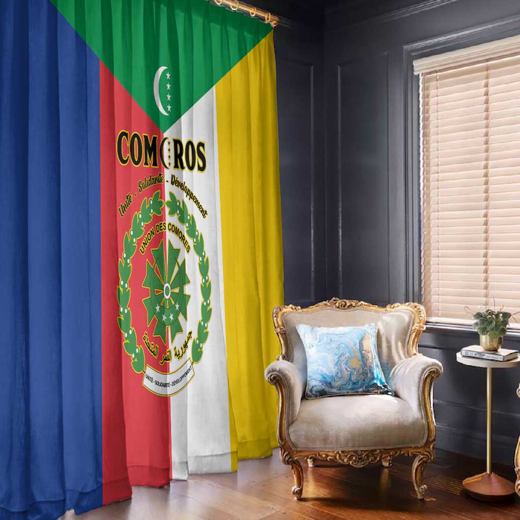 Comoros Coat Of Arms Flag Style Window Curtain