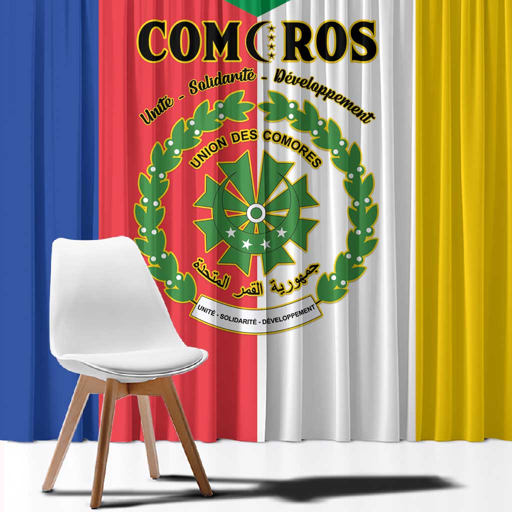 Comoros Coat Of Arms Flag Style Window Curtain