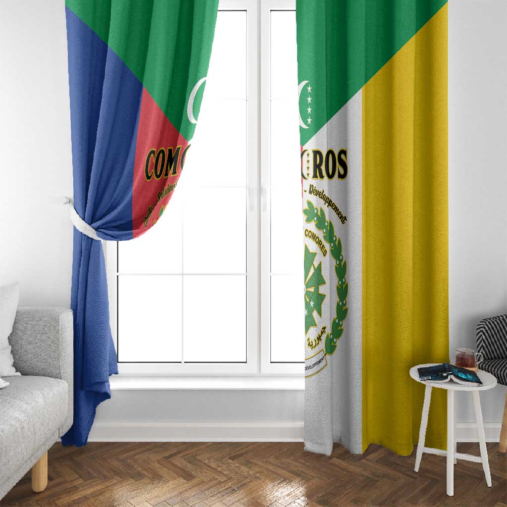 Comoros Coat Of Arms Flag Style Window Curtain