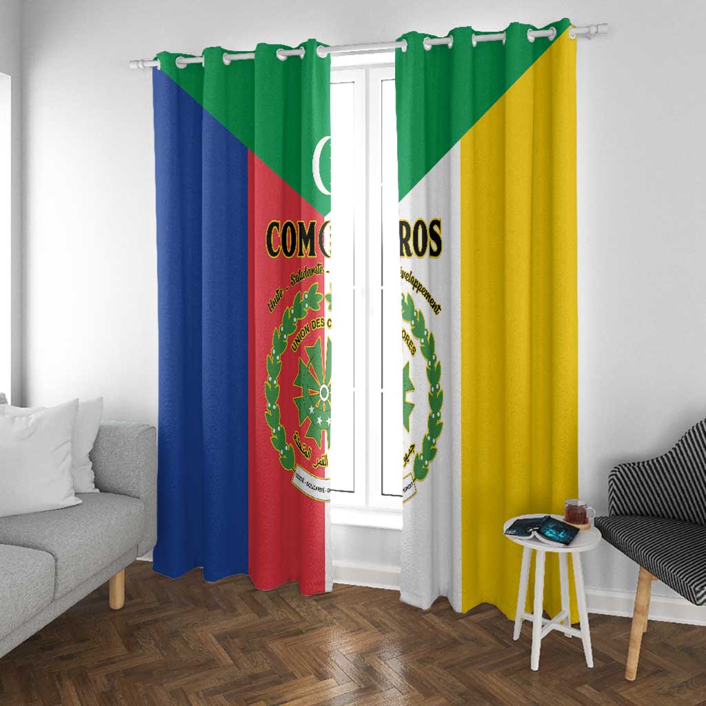 Comoros Coat Of Arms Flag Style Window Curtain
