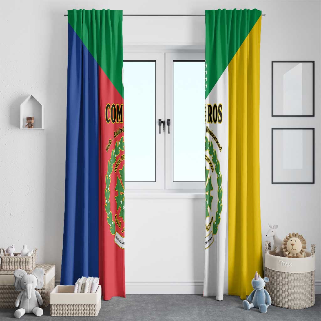 Comoros Coat Of Arms Flag Style Window Curtain