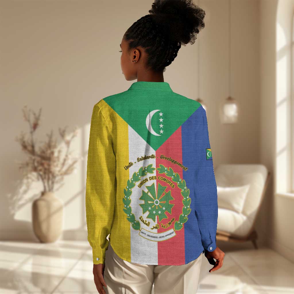 Comoros Coat Of Arms Flag Style Women Casual Shirt
