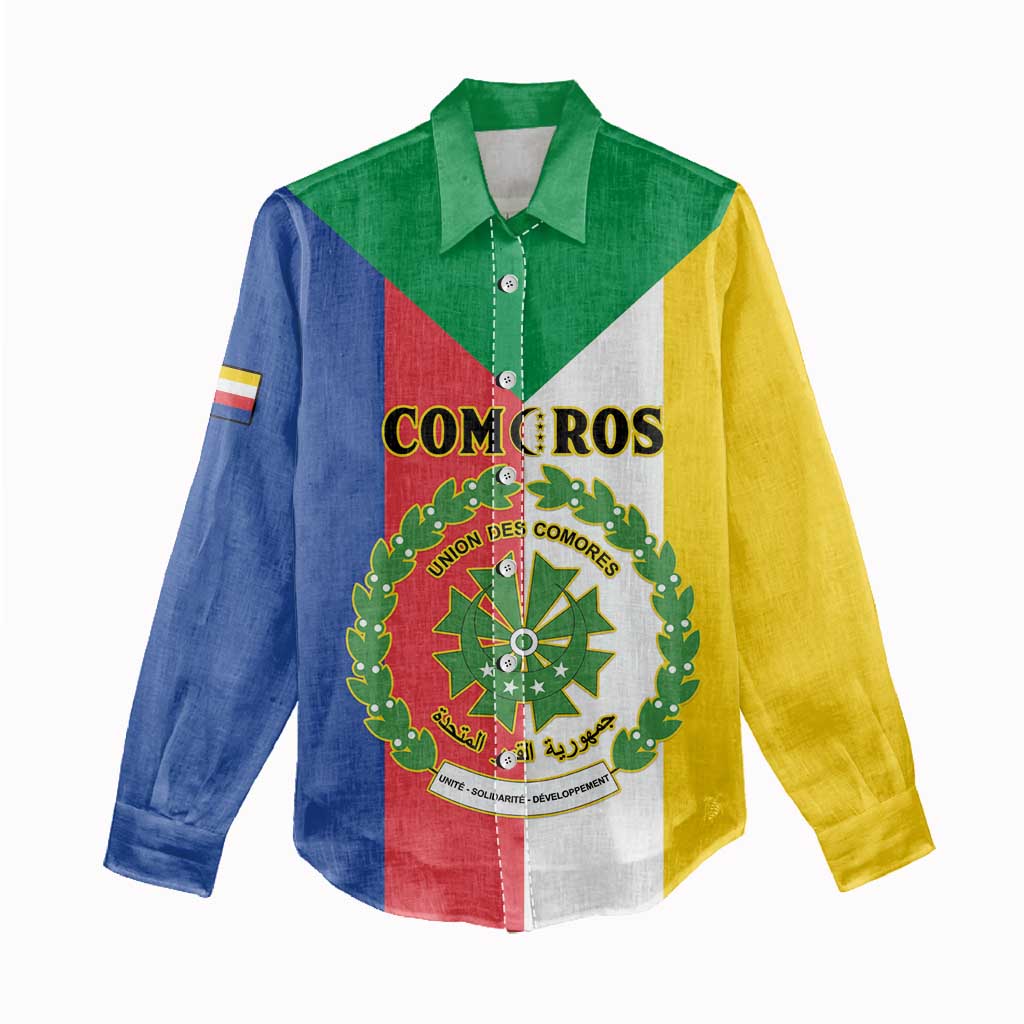 Comoros Coat Of Arms Flag Style Women Casual Shirt
