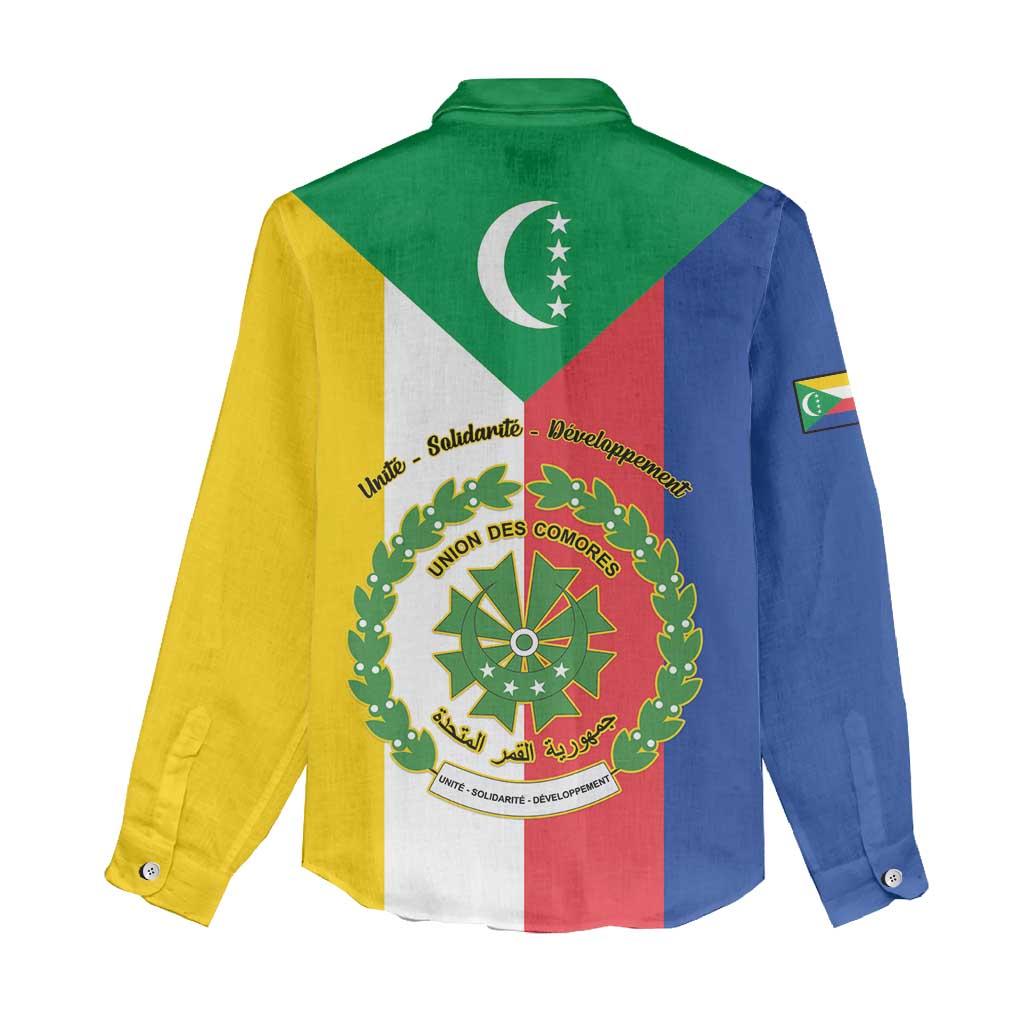 Comoros Coat Of Arms Flag Style Women Casual Shirt