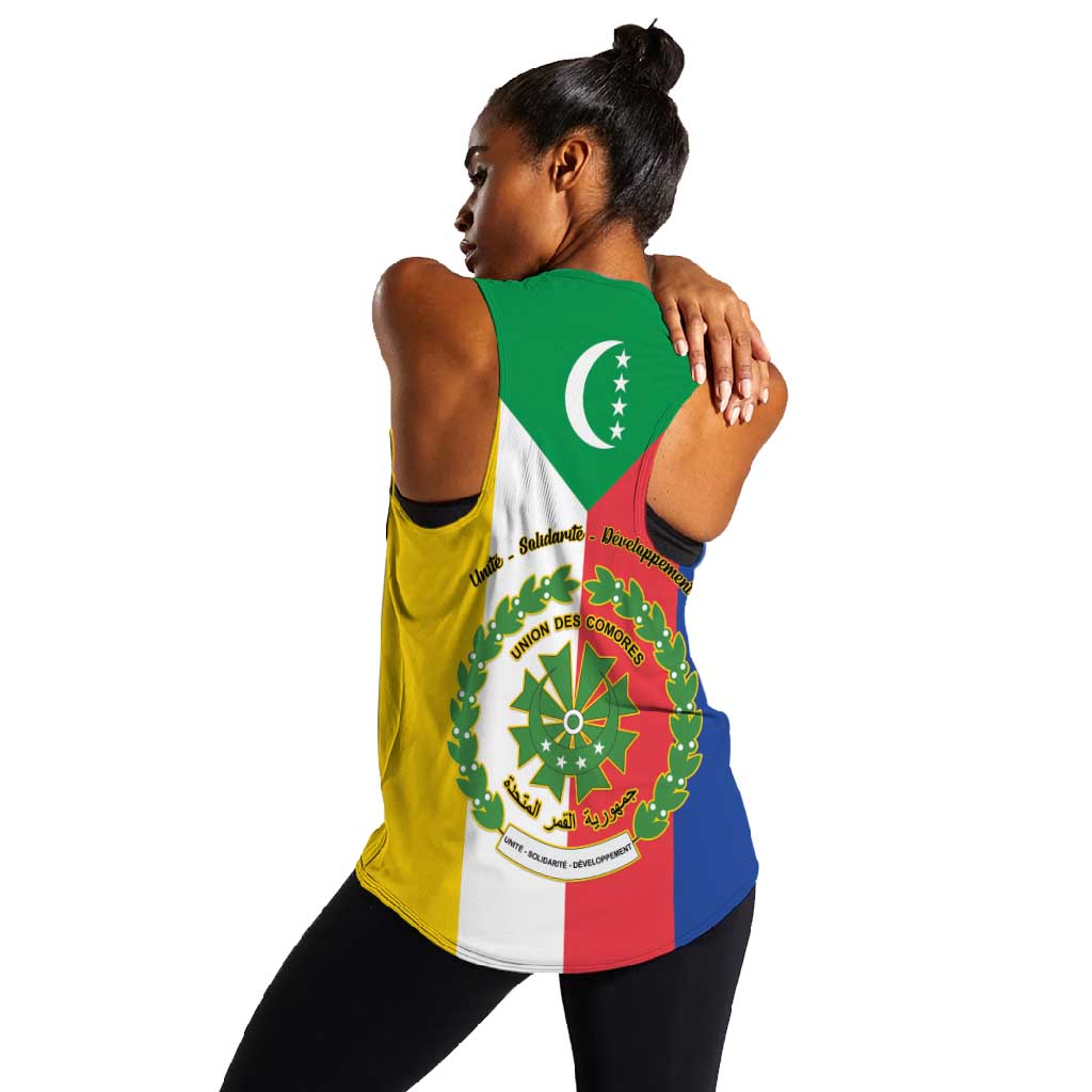 Comoros Coat Of Arms Flag Style Women Racerback Tank