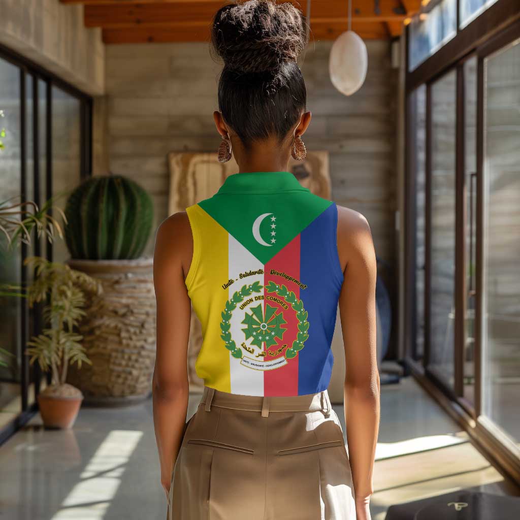 Comoros Coat Of Arms Flag Style Women Sleeveless Polo Shirt