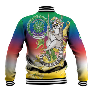 Comoros Baseball Jacket Mongoose Lemur With Ylang Ylang