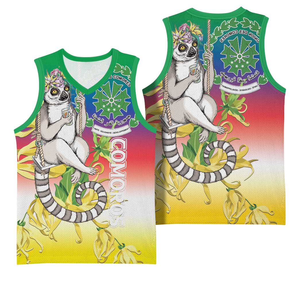 Comoros Basketball Jersey Mongoose Lemur With Ylang Ylang - African Pride