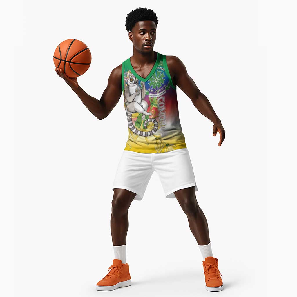 Comoros Basketball Jersey Mongoose Lemur With Ylang Ylang - African Pride