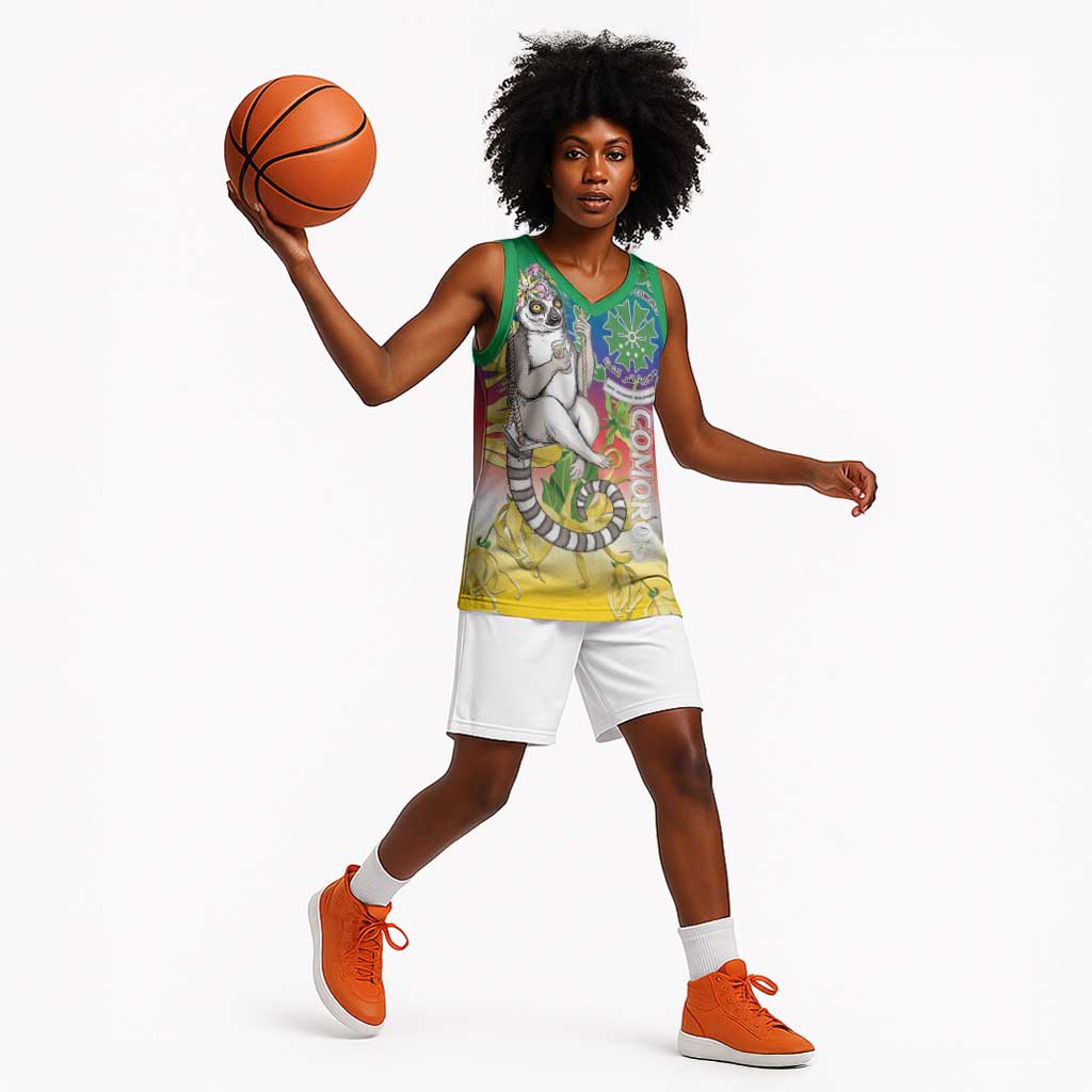 Comoros Basketball Jersey Mongoose Lemur With Ylang Ylang - African Pride