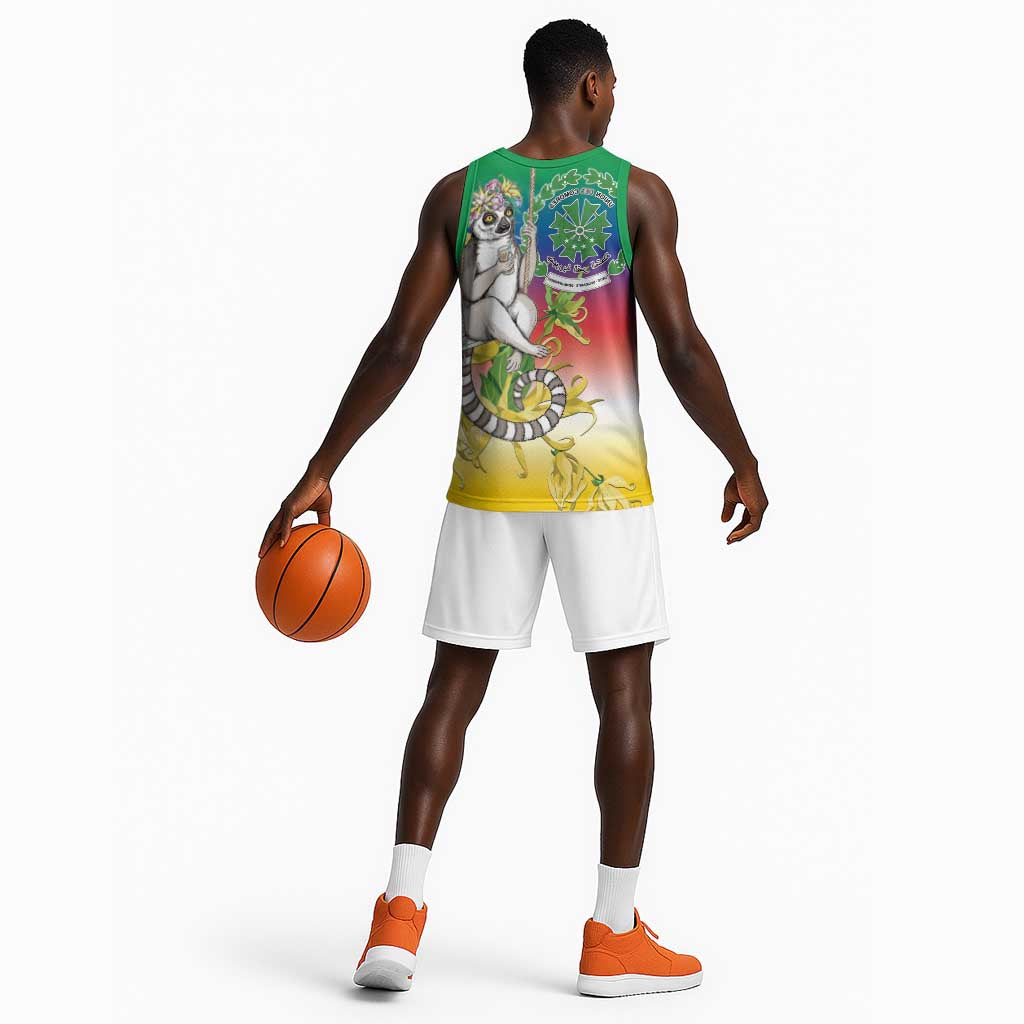 Comoros Basketball Jersey Mongoose Lemur With Ylang Ylang - African Pride