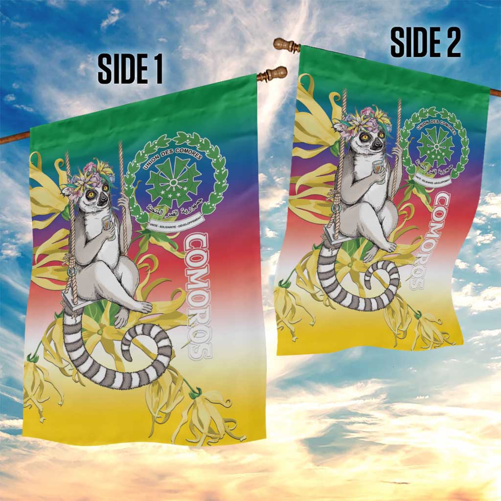 Comoros Garden Flag Mongoose Lemur With Ylang Ylang