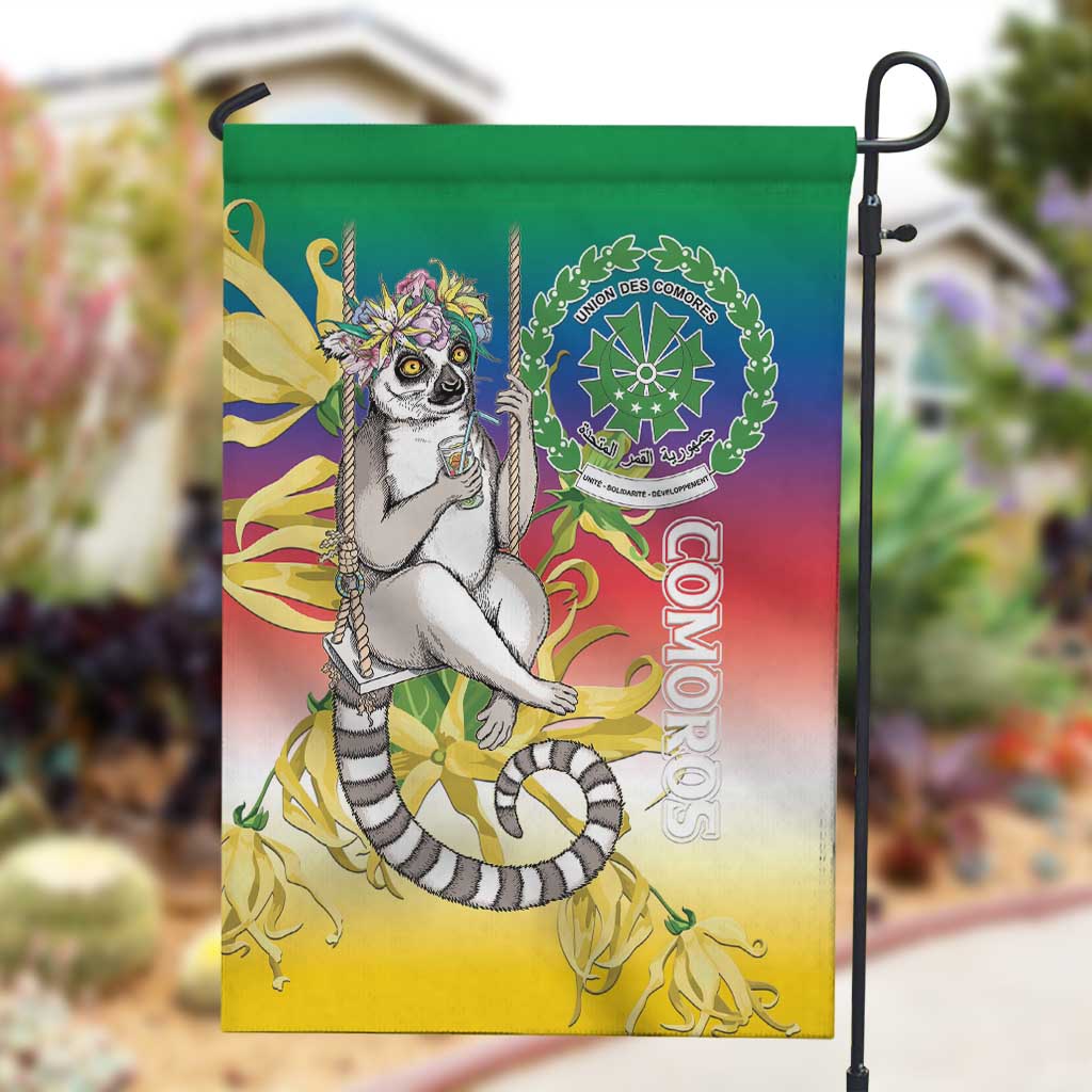 Comoros Garden Flag Mongoose Lemur With Ylang Ylang