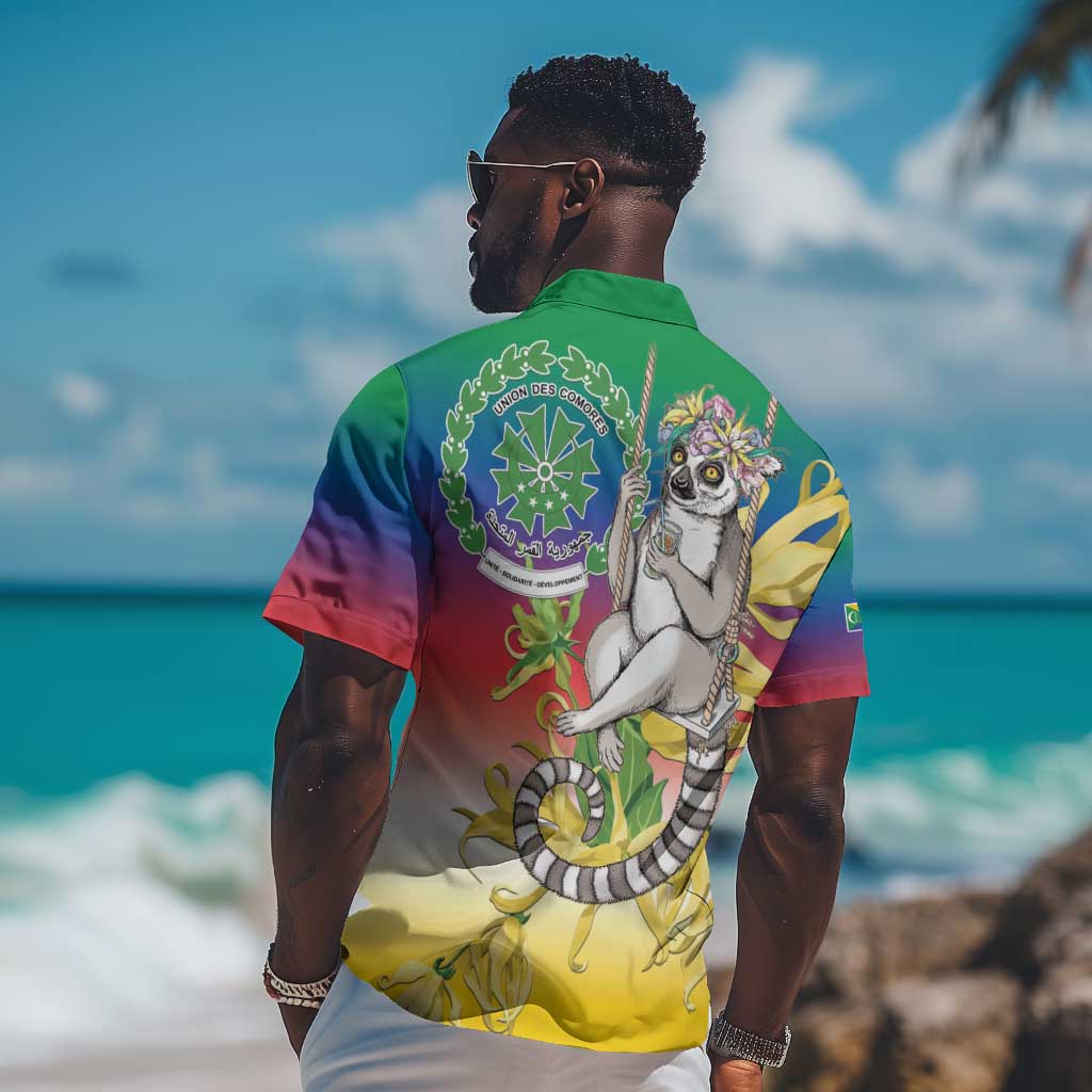 Comoros Hawaiian Shirt Mongoose Lemur With Ylang Ylang