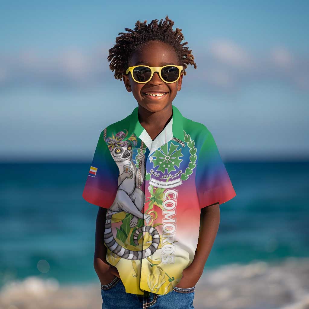 Comoros Kid Hawaiian Shirt Mongoose Lemur With Ylang Ylang