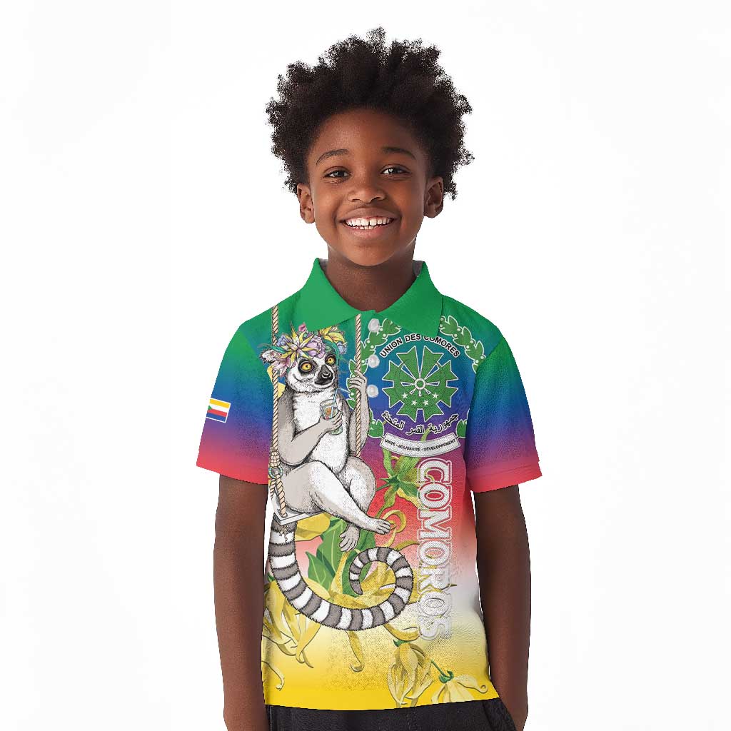 Comoros Kid Polo Shirt Mongoose Lemur With Ylang Ylang