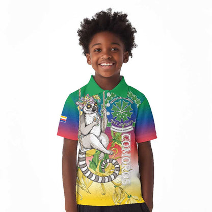 Comoros Kid Polo Shirt Mongoose Lemur With Ylang Ylang