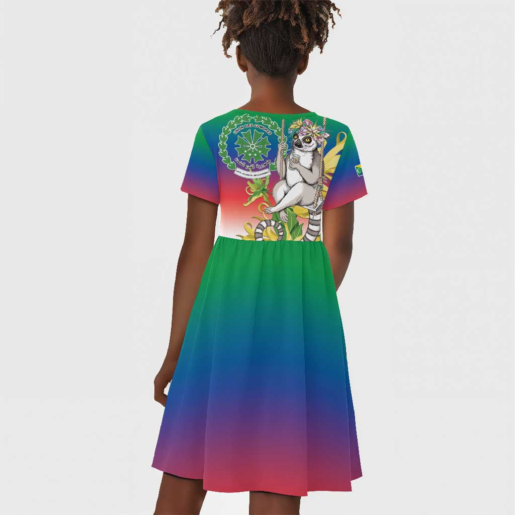 Comoros Kid Short Sleeve Dress Mongoose Lemur With Ylang Ylang