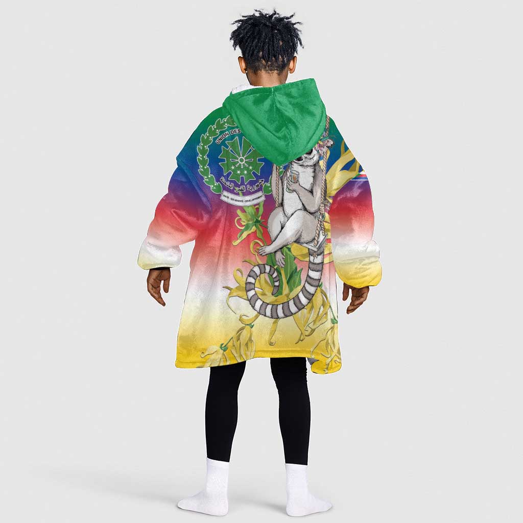 Comoros Kid Wearable Blanket Hoodie Mongoose Lemur With Ylang Ylang