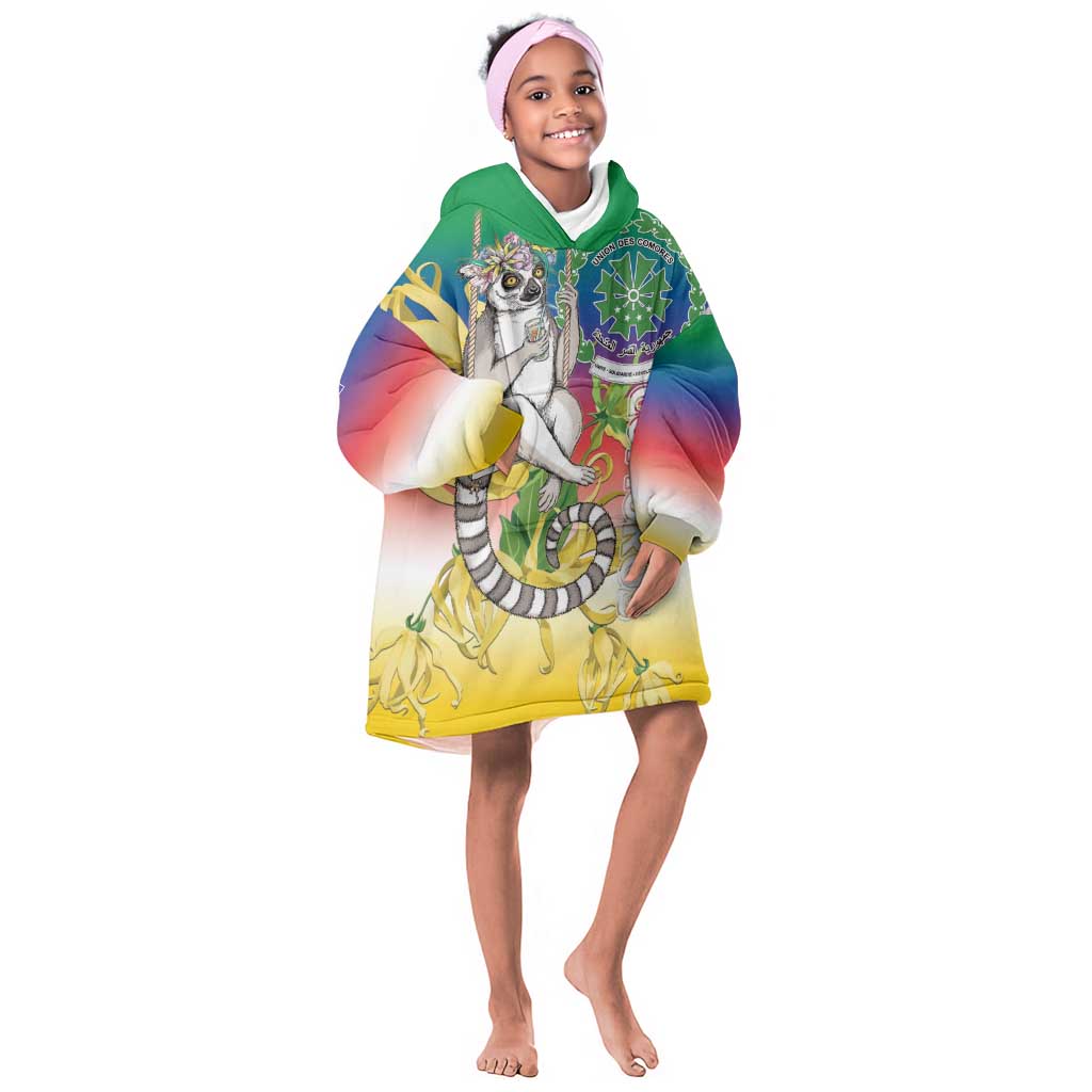 Comoros Kid Wearable Blanket Hoodie Mongoose Lemur With Ylang Ylang