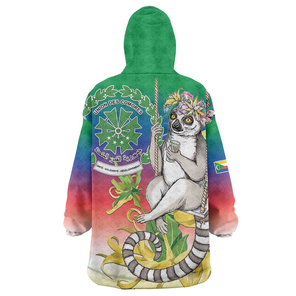 Comoros Kid Wearable Blanket Hoodie Mongoose Lemur With Ylang Ylang