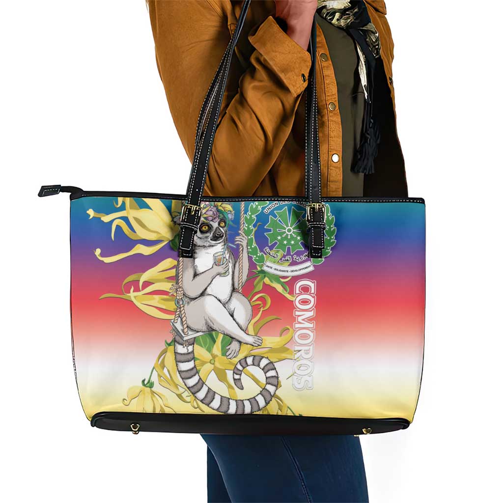 Comoros Leather Tote Bag Mongoose Lemur With Ylang Ylang